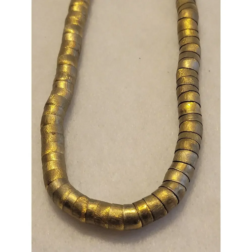 Brass Bronze Necklace Serpentine Reticulated Tube Beaded Metal Fashion‎ Jewelry